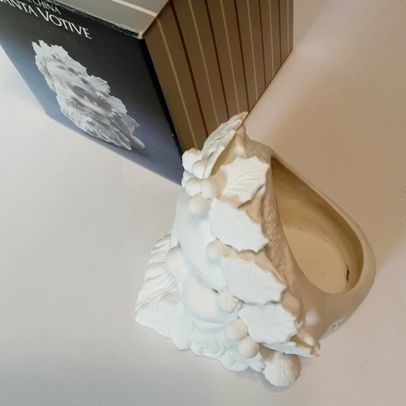 Old World Santa Christmas Decor Silvestri White Bone China Large Candle Votive - Picture 9 of 11